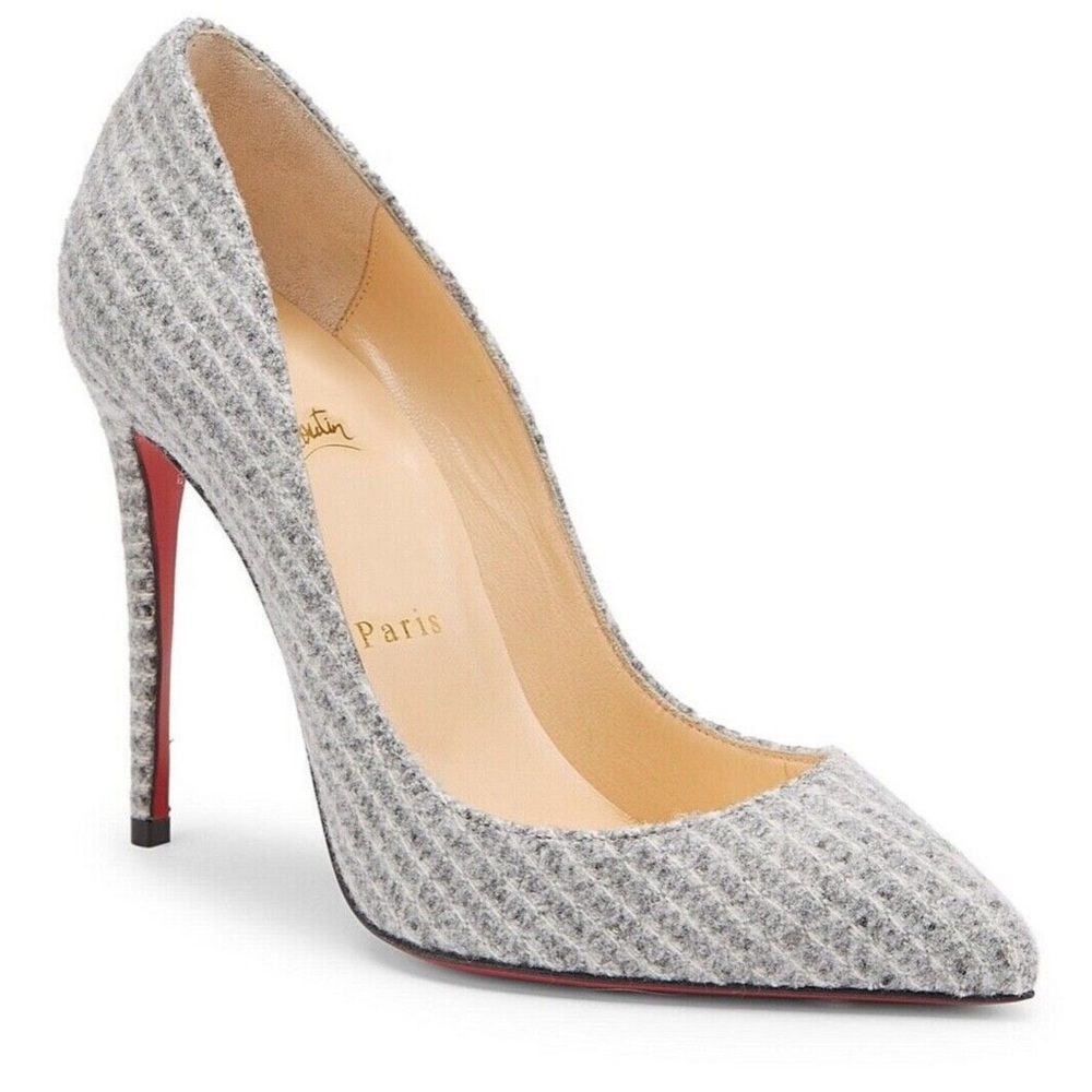 Christian Louboutin Pigalle Follies 100 Flanelle Tennis Grey, Size 40